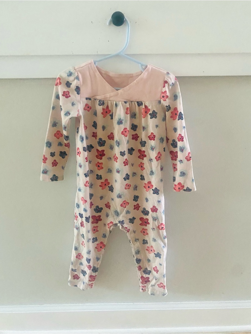 Tea Collection Riko Wrap Neck Baby Romper Snap Bottom Size 18-24 Months Pink